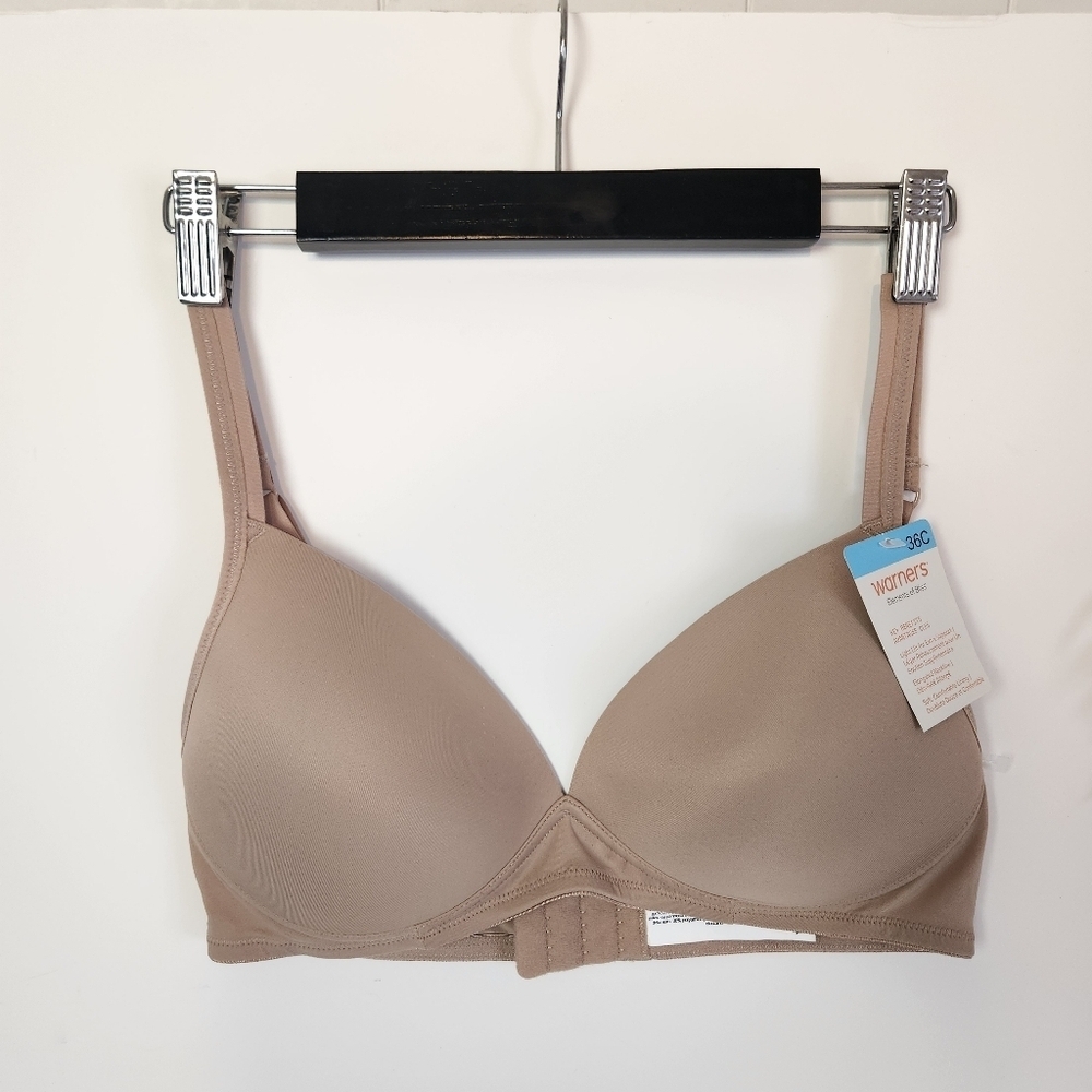 Warners Bliss Wireless Lift Soft Bra Nude Beige Size 36C New NWT